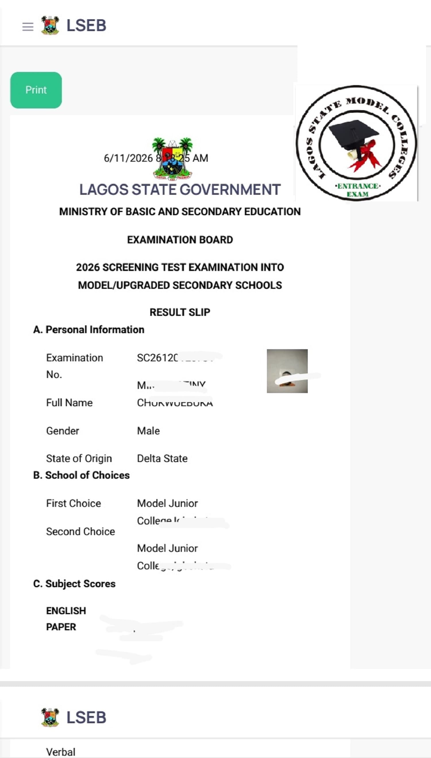 2026 RESULT OUT: Lagos State Model College Entrance Examination Result Now Out
