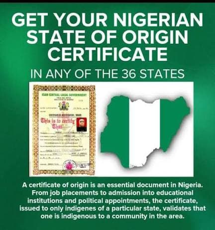 State of Origin / Certificate of Indigene